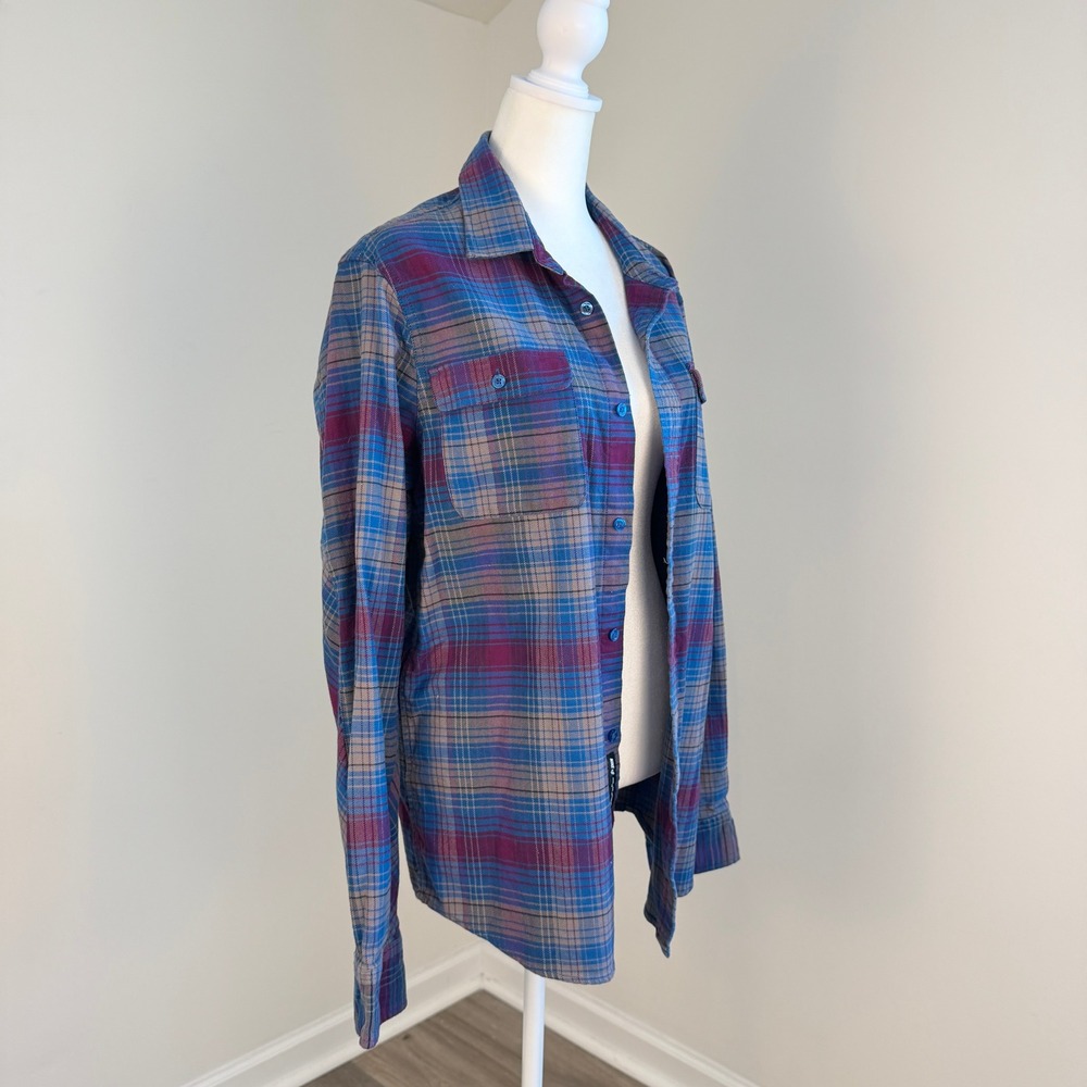 Nike SB Flannel Shirt Mens Medium Blue Purple Plaid Long Sleeve Skate Streetwear - Picture 4 of 14